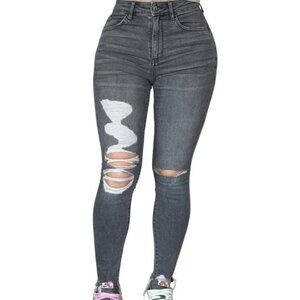 AMERICAN EAGLE SKINNY RIPPED DISTRESS JEANS
